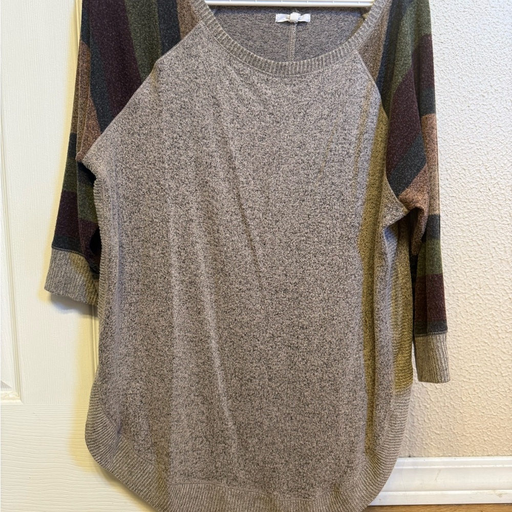 Striped Sleeve Knit Sweater